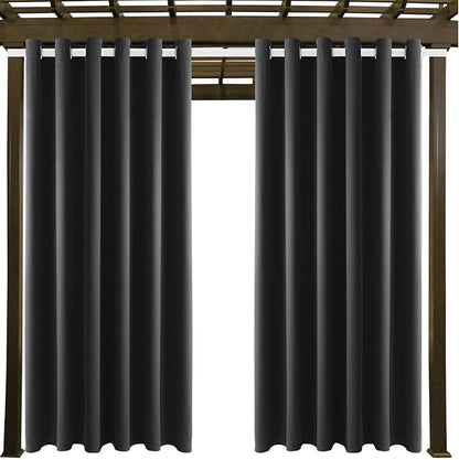DIVA EN CAMINO DEC Outdoor Patio Curtain Waterproof Darkening Thermal Insulated Indoor Curtains for Bedroom, Porch, Living Room, Pergola, Cabana, W84 x L108, Dark Gray, Set of 2 Panels