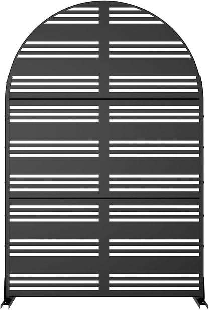 Casaphoria 72" H x 47" W Arched Metal Privacy Screen - Elegant Freestanding Outdoor Screen for Deck, Patio & Balcony - Versatile Decorative Privacy Panels for Home & Garden Use (Black-Harold)