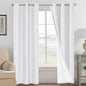 H.VERSAILTEX 100% Blackout Curtains for Bedroom Thermal Insulated Linen Textured Curtains Heat and Full Light Blocking Drapes Living Room Curtains 2 Panel Sets, 42x84 - Inch, Pure White