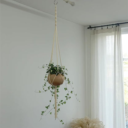 Macrame Plant Hanger Polyester Rope 42 Inch Outdoor Indoor Adjustable Hanging Planter for up to 10 Inch Plant Pot Modern Boho Home Decor (1, Ivory/Light Gold)