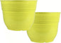 Garden Elements Indoor/Outdoor Glazed Brushed Happy Plastic Planter, Large, Bright Yellow, 15" (Pack of 2)