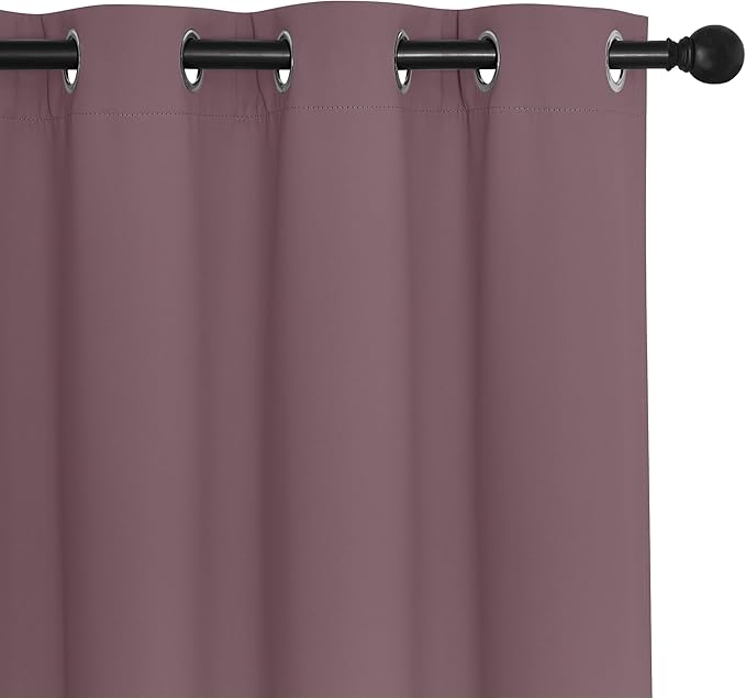NICETOWN Blackout Curtains 120 inch Length for Sliding Glass Door, Grommet Thermal Insulated Room Darkening Sound Reducing Drapes for Room Divider, 1 Panel, W52 x L120, Dry Rose