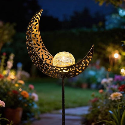 TAKE ME Moon Solar Lights for Women Garden Outdoor Decor Waterproof Metal Solar Stakes Lights for Patio Yard Walkway Lawn Patio Mothers Garden Gifts Mom Wife Grandma