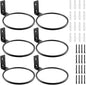 6 Pack 6 Inch Flower Pot Holder Ring, Wall Mounted Metal Planter Hanger, Matte Black, Iron