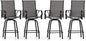 PHI VILLA Outdoor Swivel Bar Stools Set of 4, High Top Patio Bar Stools & Chairs with Armrest & Textilene Fabric for Outside, Grey