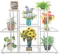 MTB Garden 3 Tier 8 Potted Metal Large Plant Stand for Indoor Outdoor Flower Pot Display Planter Shelf, White