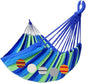Brazilian Double Hammock 2 Person Extra Large 220x160cm Total Length 330cm Load 500lb Canvas Cotton Hammock for Patio Porch Garden Backyard Lounging Outdoor and Indoor(Blue/Green) XXL