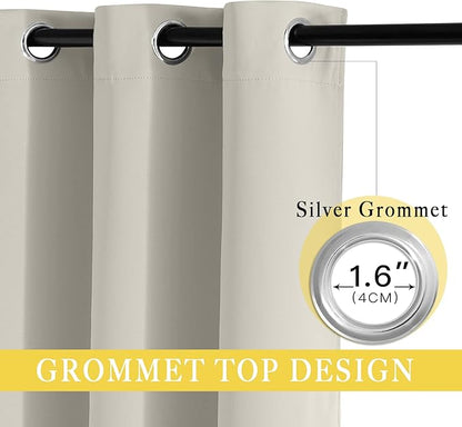 NICETOWN Room Darkening Curtain for Living Room - Energy Saving Thermal Insulated Grommet Room Darkening Curtain/Drape for Bedroom (1 Panel, 46 by 72, Natural)
