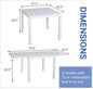 Extendable Patio Dining Table, 35-71 in, Aluminum, White