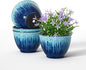 Flower Pots, 8 Inch Plastic Plant Pots for Plants, Set of 4 Planter for Indoor Outdoor Plants with Drainage Hole, Sleek Small Nursery Planting Pot for Home Garden Outdoor Planters(Blue Glaze)