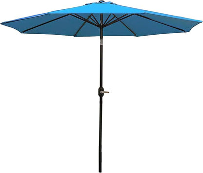 Sunnydaze Outdoor Patio Umbrella - Polyester Table Market Umbrella with Push-Button Tilt and Crank - 8 Sturdy Ribs - Turquoise - 9ft