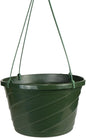The HC Companies Euro Hanging Basket Planter Decorative 10-Inch Large Plastic Hanging Basket w/Swirl Design for Outdoor Plants, Green