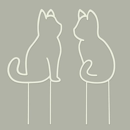 Cat-Shaped Small Trellis for Potted Plants, 13 inches Hoya Trellis 2 Pack, Metal Plant Trellis for Climbing Plants Indoor, Houseplants Trellis Indoor (White)