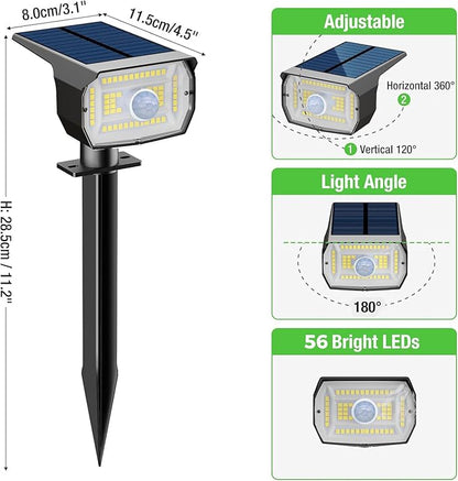 nipify 12 Pack Solar Spot Lights Outdoor Motion Sensor with 3 Modes,Solar Spotlights Outdoor Waterproof 2-in-1 Auto On/Off Landscape Lighting for Outside Yard Wall Garden Pathway, Warm White