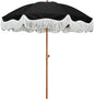 AMMSUN Boho Fringe Umbrella Outdoor Patio, 6.5ft UPF50+ Picnic Umbrella with Tassels with Steel Pole and Push Button Tilt, Noble Black