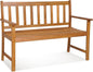 Tangkula Outdoor Acacia Wood Bench, 2-Person Garden Bench with Backrest and Armrests, Garden Bench with Slatted Seat for Porch, Park, Backyard, 800 Lbs Max Load, 48” L x 22” W x 34” H, Natural