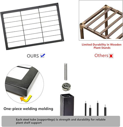 Twhep 5-Tier Iron Plant Stand - Modern Multi-Functional Shelf for Balcony & Garden