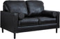 Signature Design by Ashley Bryceview Mid-Century Leather Match Tufted Loveseat with 2 Bolster Pillows, Black