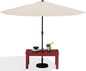 SERWALL Outdoor Coffee Table with 9FT Umbrella, HDPE Patio Coffee Table for Outside, Rectangle, Red(Not Include Umbrella Base)