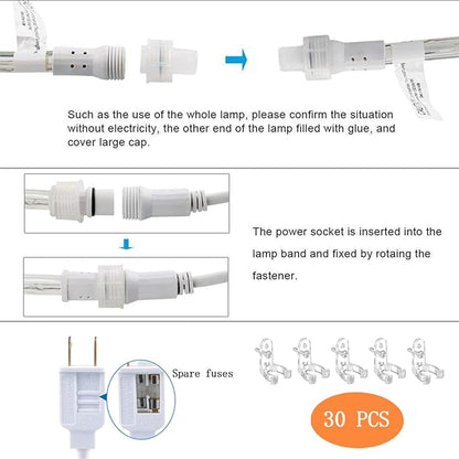 100ft LED Rope Lights Outdoor, 720 LED Connectable and Flexible Tube Lights with 8 Modes, Waterproof LED Rope Lighting for Garden, Patio, Pool, Bedroom, Party, Indoor Outdoor Decoration (Warm White)