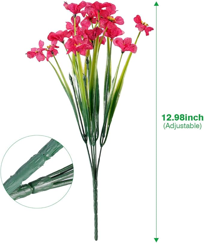 Rose Red Artificial Flower Bundles, 30 Pack UV Resistant Indoor Outdoor Plants