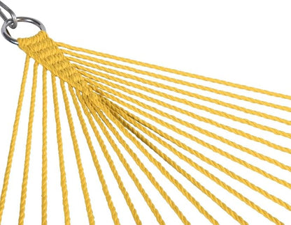 Lazy Daze Hammocks 10.5 FT Double 2 Person Caribbean Rope Hammock, Hand Woven Polyester Hammock with Spreader Bars, for Outside Outdoor Backyard Patio Poolside, 450 LBS Capacity, Yellow