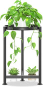 iDavosic.ly 1 Tier Corner Plant Stand Indoor, 16 Inch Tall Vertical Metal Flower Heavy Duty Pot Holder Shelf Outdoor for Patio Porch Living Room, Modern Black