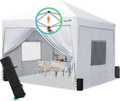 Quictent Privacy 8x8 Pop up Canopy Tent with Sidewalls and Roll-up Ventilated Windows, One Person Easy Setup, Outdoor Commercial Gazebo Shelter Enclosed Waterproof, Bonus 4 Sandbags