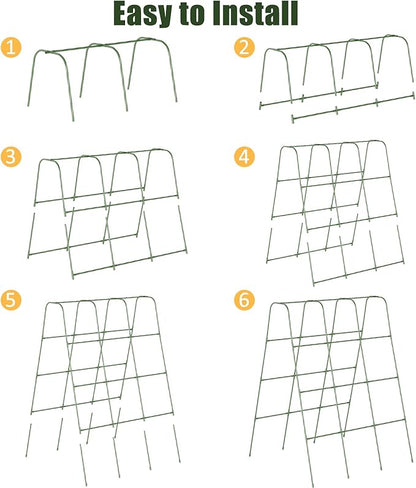 Miory Cucumber Trellis for Raised Beds, 48 x 63 Inch Metal U-Frame Garden Trellis for Climbing Plants Outdoor with Climbing Net, Plant Support for Cucumber Tomato Bean Pea