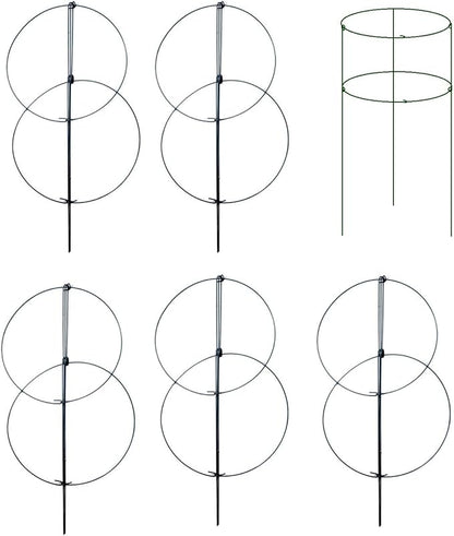 MTB Supply 5 Pack 36" x 18" Peony Double Ring Plant Support,Plant Support Stakes for Tomatoes Peony Lily Rose Plant Support Rings Peony Cages for Outdoor Plants Flowers Vegetables