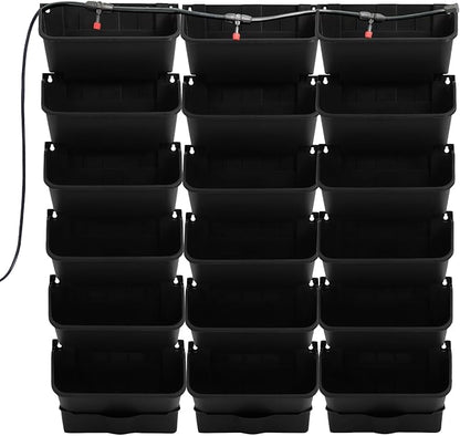 18 Pots Self-Watering Vertical Garden Planter Wall Mounted,with Smart Automatic Watering System, Digital Timer,Space Saving Wall Planter for Herbs Vegetables Fruits Flowers (Black)