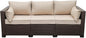 WAROOM Patio Couch PE Rattan 3-Seat Outdoor Sofa Brown Wicker Furniture Set Deep Seating with Anti-Slip Beige Cushion