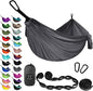 Gold Armour Camping Hammock - XL Double Hammock Portable Hammock Camping Accessories Gear for Outdoor Indoor with Tree Straps, USA Based Brand (Gray)