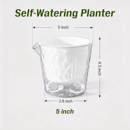 InmeRun Plant Pots Indoor Plastic Flower Pots Outdoor 5 inch Set of 6 Pack with Drainage Holes and Saucers for Garden Pots (self Watering 5in-6p)