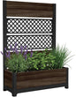 Keter Outdoor Planter Box with Privacy Screen and Trellis – 26 Gallon Raised Garden Bed for Climbing Plants & Flowers – Wood-Look Resin, Weather-Resistant Divider for Patio, Balcony & Backyard