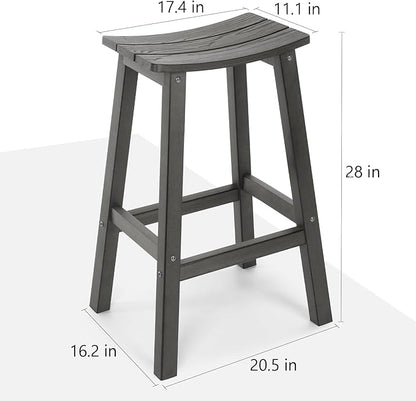 Stoog Bar Stools Set of 4, All-Weather Outdoor Barstools, 400 lbs Weight Support, Easy to Clean and Care, for Bar, Kitchen Counter, and Patio, Grey