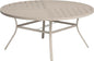 VICLLAX Round Patio Table with Adjustable Umbrella Hole for 8, All Weather Metal Outdoor Dining Table for Lawn Garden, 59.8" Outdoor Coffee Table, Cream Color Frame