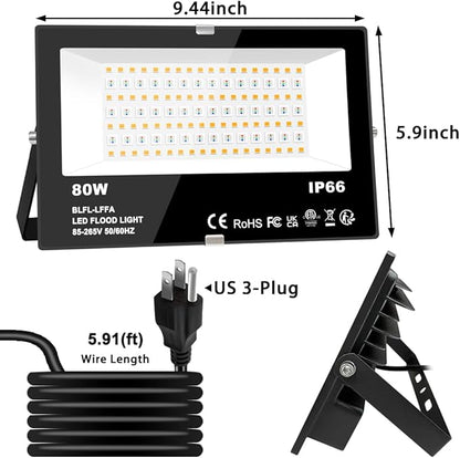 MELPO LED Flood Light Outdoor 800W Equivalent 8000LM Smart RGB Landscape Lighting with APP Control, DIY Scenes - Timing - Warm White 2700K - Color Changing Uplight, IP66 Waterproof US Plug (2Pack)