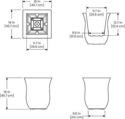Mayne 5873-B Polyethylene Planter, Black 16x16