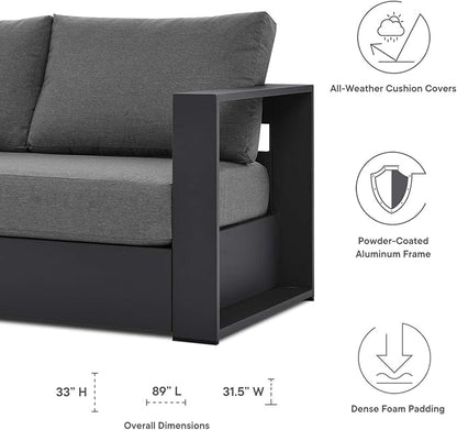 Modway Tahoe Aluminum Outdoor Patio Sofa in Gray Charcoal