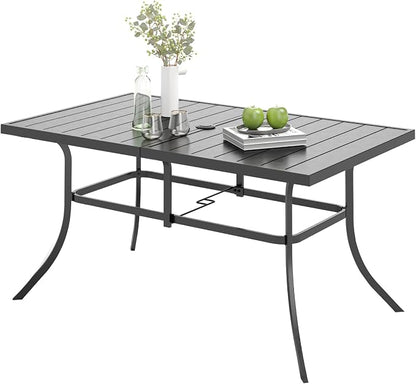 Outdoor Patio Dining Table for 6, All Weather Wrought Iron Black Outdoor Table by MIXPATIO
