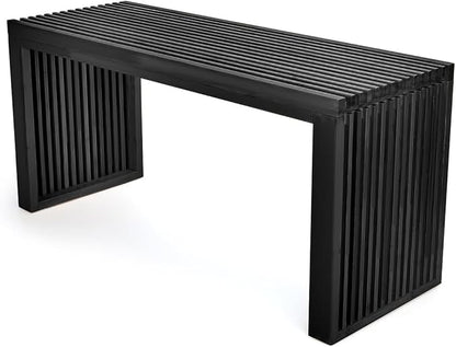 Bamboo Dining Bench, 35 inch Farmhouse Decor Indoor Kitchen Table Bench, Entryway Shoe Rack Bench Solid Bamboo Benches for Living Room, Hallway, Bedroom, Bathroom