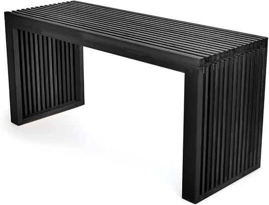 Bamboo Dining Bench, 35 inch Farmhouse Decor Indoor Kitchen Table Bench, Entryway Shoe Rack Bench Solid Bamboo Benches for Living Room, Hallway, Bedroom, Bathroom