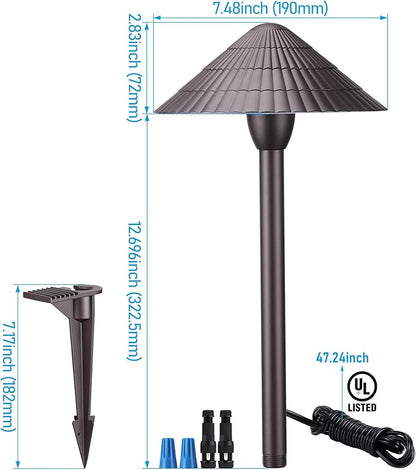 LEONLITE 5CCT Low Voltage Landscape Lights, 3W, 12-24V AC/DC, Pathway Lighting Wired, IP65 Waterproof Light for Yard Lawn, ETL Listed, Oil Rubbed Bronze Aluminum Housing, 1800K-5000K, Pack of 4
