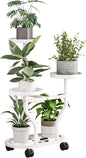 Plant Stand with Wheels 3 Tier Metal Plant Holder Corner Flower Shelf for Multiple Plants Display Rack for Bedroom Living Room Balcony Garden White (White, 3 Tier)