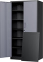 Yizosh Metal Storage Cabinet with Locking Doors and 5 Adjustable Shelves, 72" Garage Storage Cabinet Steel Lockable for Office,Home,Garage