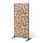 VEVOR Metal Privacy Screen, 47" W x 76" H, Outdoor Privacy Screens 3-Panel, Freestanding Outdoor Divider with Stand, Decorative Garden Steel Privacy Fence for Balcony Patio Indoor Room Hot Tub Brown