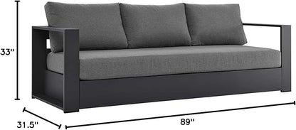Modway Tahoe Aluminum Outdoor Patio Sofa in Gray Charcoal