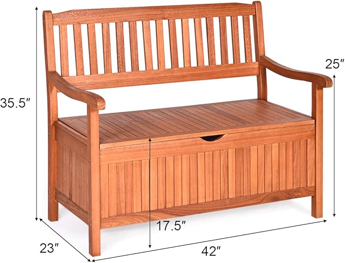 Storage Bench with Eucalyptus Frame, Removable Liner, Natural Finish