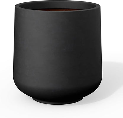 Kante 8.2" Dia Round Concrete Planter, Outdoor Indoor Large Plant Pots Containers with Drainage Hole and Rubber Plug for Home Garden Patio, Black